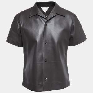 Bottega Veneta Brown Lambskin Leather Shirt S
