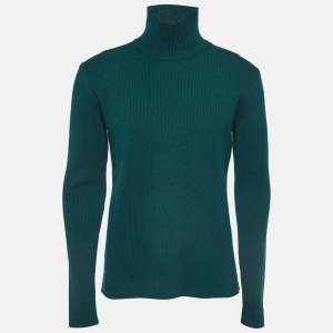 Bottega Veneta Green Rib Knit Turtleneck Pullover M