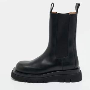 Pre Owned Bottega Veneta Lug Size 40 Black Leather Chelsea Boots