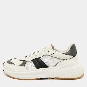 مملوكة مسبقًا Bottega Veneta Speedster Size 42 White/Black Leather and Mesh Lace Up Sneakers