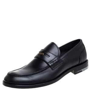 مملوكة مسبقًا Bottega Veneta Black Leather Penny Loafers Size 42.5