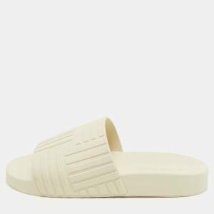 Bottega Veneta Cream Embossed Rubber Slides Size 40