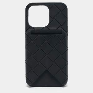 Bottega Veneta Black Intrecciato Rubber Silicone iPhone 13 Case