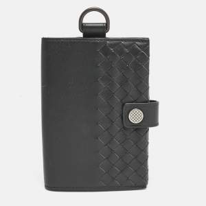 Bottega Veneta Black Intrecciato Leather Passport Holder