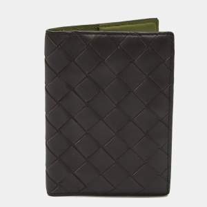 Pre Owned Bottega Veneta Brown Intrecciato Leather Passport Holder