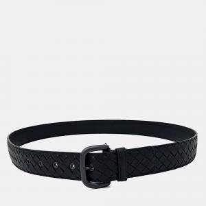Pre Owned Bottega Veneta Black Leather Mesh Belt