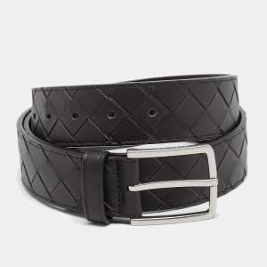 مملوكة مسبقًا Bottega Veneta 90 CM Buckle Belt Brown Intrecciato Leather