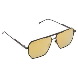 Bottega Veneta Black Tone/ Gold Mirrored BV1012S Navigator Sunglasses