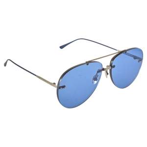Bottega Veneta Silver Tone/ Blue BV0179S Aviator Sunglasses