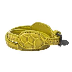 Pre Owned Bottega Veneta Green Crocodile Double Wrap Around Bracelet M