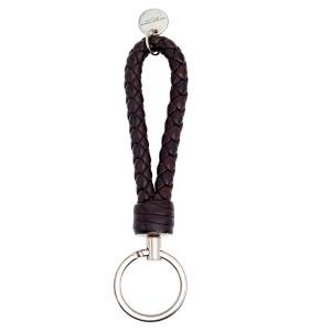 Bottega Veneta Brown Braided Leather Key Chain