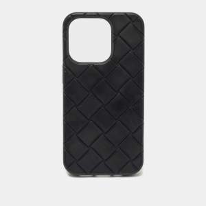 Bottega Veneta Black Intrecciato Rubber Silicone iPhone 14 Pro Case