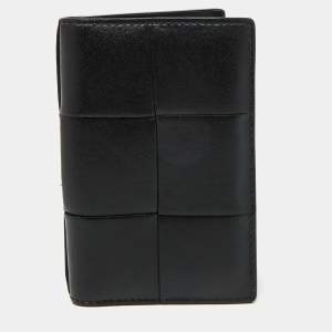 Bottega Veneta Black Leather Cassette Flap Card Case