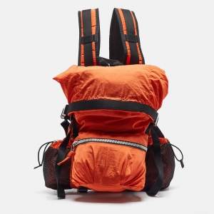 Bottega Veneta Orange Nylon Webbing Trimmed Shell Backpack