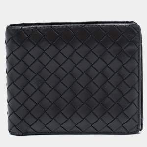 Bottega Veneta Dark Brown  Intrecciato Leather Bifold Wallet