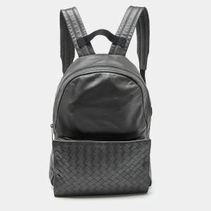 Bottega Veneta Grey Leather Intrecciato Pocket Backpack