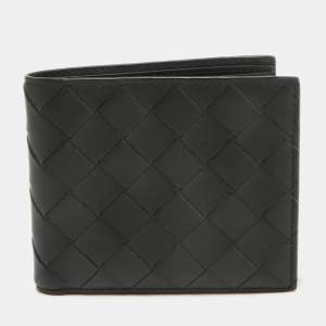 Bottega Veneta Black Intrecciato Leather Bifold Wallet