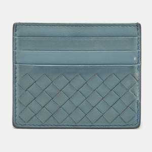 Bottega Veneta Light Blue Intrecciato Leather Card Holder