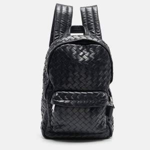 Bottega Veneta Navy Blue Intrecciato Leather Small Backpack