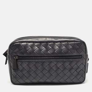 Bottega Veneta Dark Blue Intrecciato Leather Belt Bag