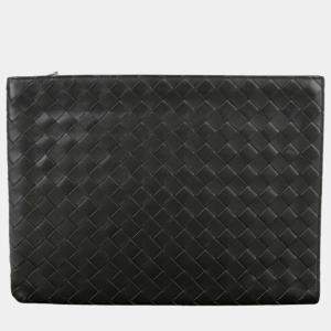 Bottega Veneta  Intrecciato Leather Half Zipper Pouch