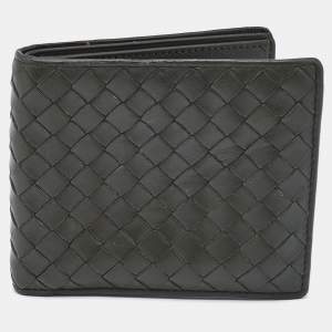 Bottega Veneta Olive Green Intrecciato Leather Bifold Wallet