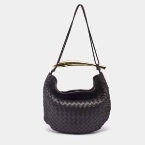 Pre Owned Bottega Veneta Choco Brown Intrecciato Leather Medium Sardine Hobo