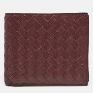 Bottega Veneta Burgundy Intrecciato Leather Bifold Wallet