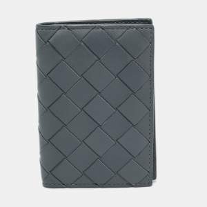 Bottega Veneta Grey Intrecciato Leather Card Holder