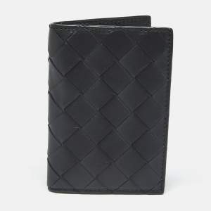 Bottega Veneta Black Intrecciato Leather Bifold Card Holder