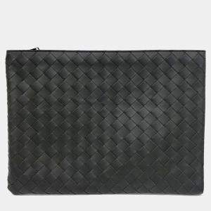 Bottega Veneta Black Leather Mesh Clutch