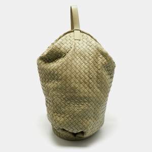 Pre Owned Bottega Veneta Green Intrecciato Leather Large Hop Bag