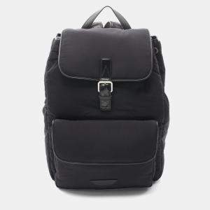 Pre Owned Bottega Veneta Crossroads Backpack Nylon Leather Black