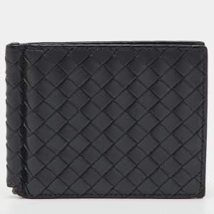 Pre Owned Bottega Veneta Grey Intrecciato Leather Bill Clip Wallet