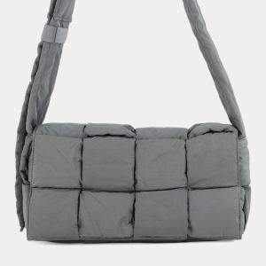 Pre Owned Bottega Veneta Padded Tech Cassette Shoulder Bag Gray Nylon