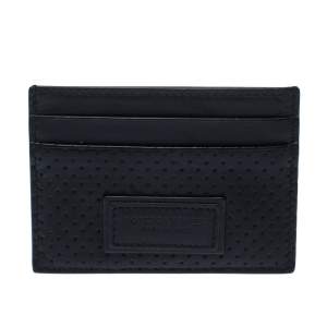 Bottega Veneta Black Perforated Leather Leggero Card Holder