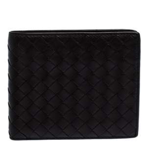 Bottega Veneta Dark Brown Intrecciato Leather Bifold Wallet