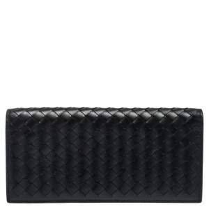 Bottega Veneta Black Intrecciato Leather Continental Wallet