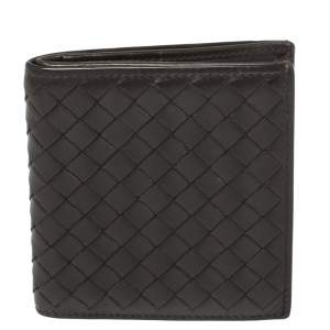 Pre Owned Bottega Veneta Brown Intrecciato Leather Card holder