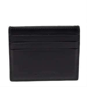 Bottega Veneta Black Glossy Intrecciato Leather Card Holder