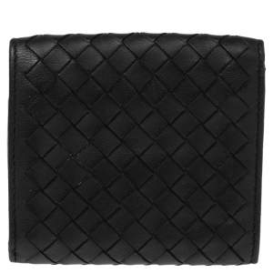 Bottega Veneta Black Intrecciato Leather Trifold Wallet