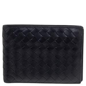 Pre Owned Bottega Veneta Black Intrecciato Leather Bifold Wallet