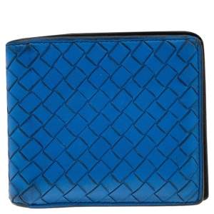 Bottega Veneta Blue Intrecciato Leather Bifold Wallet