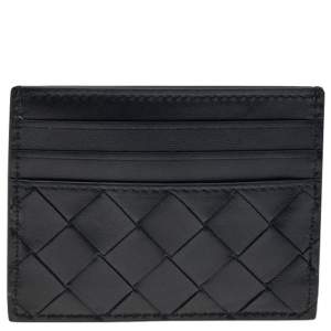 Bottega Veneta Black Intrecciato Leather Card Holder