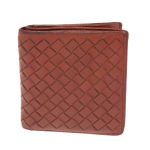 Bottega Veneta Brown Intreciatto Leather Bifold Compact Wallet