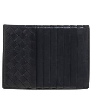 Bottega Veneta Dark Grey Intrecciato Leather Card Holder 8CC