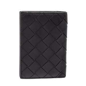 Bottega Veneta Black Intrecciato Leather Bifold Card Case