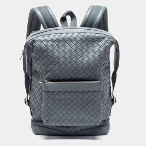 Bottega Veneta Grey Intrecciato Leather Classic Backpack
