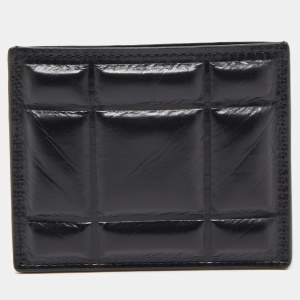 Pre Owned Bottega Veneta Black Padded Intrecciato Leather Card Holder