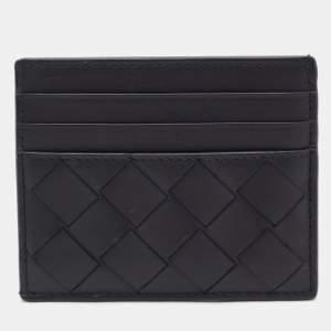 Bottega Veneta Black Intrecciato Leather Card Holder 